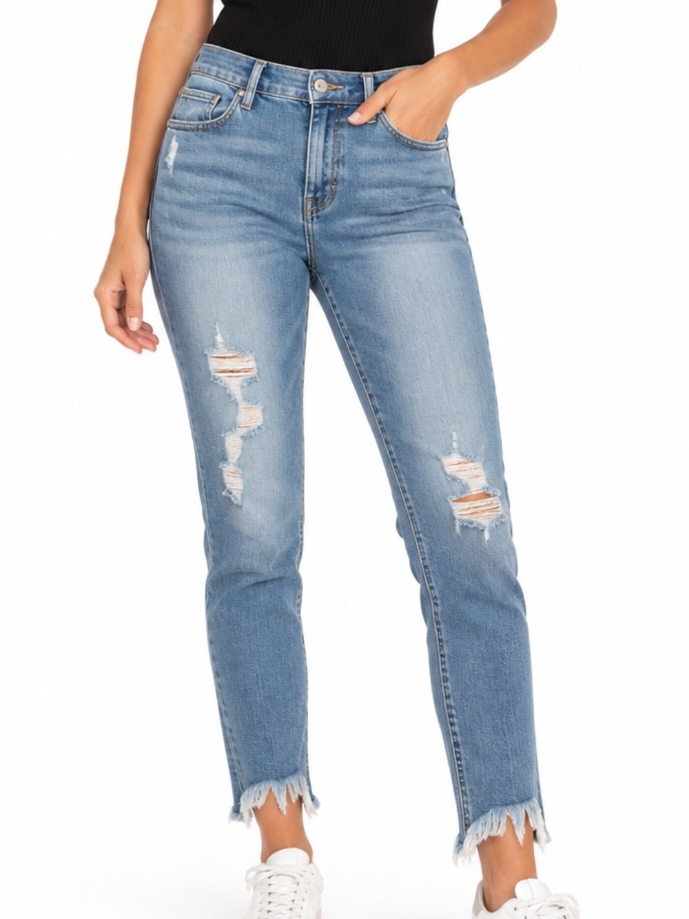 JustUSA Distressed Frayed Hem Jeans Size 31